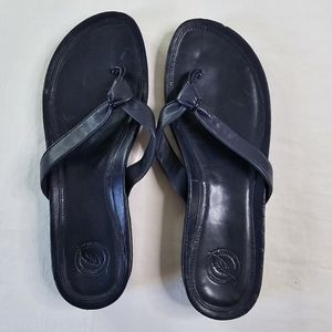 Nuture women's flip flops leather upper size 10m in blue